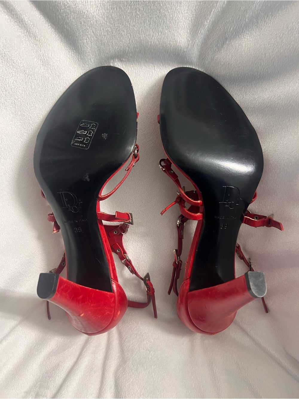 Dior Bondage Red Leather Studded Strappy Heels - Picture 3 of 9